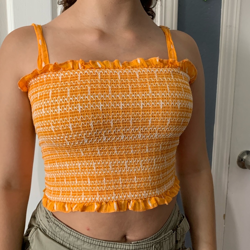 Forever21 Stretchy Orange Cotton Tank